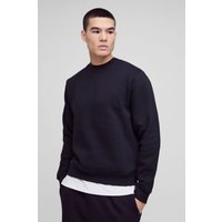 Sudadera Básica Con Cuello De Caja, Negro