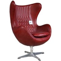 Egg Swivel Leather Chair Vintage Red Rouge