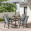 2/4 PcsBlack Outdoor Dining Set with Glass Top