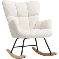 Luxurious 3ft White Sherpa Rocker - Tufted, Foam-Padded & Modern Design! | Wowcher