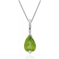 Classic Pear Peridot Pendant in 9ct White Gold
