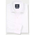 Men's White Cotton Twill Slim Fit Non-Iron Shirt - Single Cuff - Size: 15" x Standard - 33.5"  - Savile Row Company