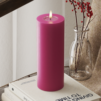 LED Blockljus Ø 7,5 x 20 cm Magenta