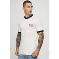 Muscle Fit Usa Ringer T-Shirt, Cream