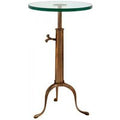 Casa Padrino Designer Luxus Industrial Design Beistelltisch HÃ¶henverstellbar Messingfarben HÃ¶he: 63 - 76 cm, Durchmesser 40 cm - Edelstahl Tisch - Telefontisch Antique Brass Finish - Luxus QualitÃ¤t