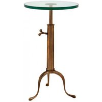 Casa Padrino Designer Luxus Industrial Design Beistelltisch HÃ¶henverstellbar Messingfarben HÃ¶he: 63 - 76 cm, Durchmesser 40 cm - Edelstahl Tisch - Telefontisch Antique Brass Finish - Luxus QualitÃ¤t