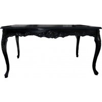 Casa Padrino Barock Esstisch Schwarz mit Glasplatte - Esszimmer Tisch - alle GrÃ¶ssen