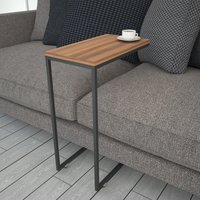 Callen Walnut Wooden Top Side Table with Metal Frame