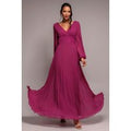 Balloon Sleeve Chiffon Maxi Dress - Magenta by Goddiva