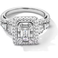 14K White Gold 1 to 3.5 CT.T.W. Emerald Cut Lab Created Diamond Frame Split Shank Bridal Set D-VVS1 IGI Certified