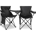 2pk Lightweight Folding Camping Chairs with Cup Holder & Storage Pocket - 600D Oxford, Steel Frame, Portable Outdoor Seating | Wowcher