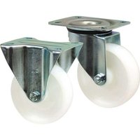 Fixed 200 dia White Polypropylene Castors 250kg cap