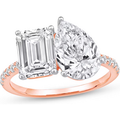 14K Rose Gold 1.25 to 6.25 CT.T.W. Oval & Emerald Lab Created Diamond Engagement Ring D VVS1-VS1 IGI Certified