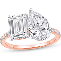 14K Rose Gold 1.25 to 6.25 CT.T.W. Oval & Emerald Lab Created Diamond Engagement Ring D VVS1-VS1 IGI Certified