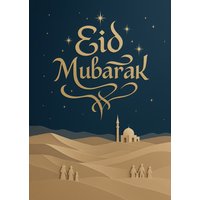Moonpig Eid Mubarak Illustrated Desert Scene Card