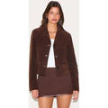 Brown Faux Suede Cropped Blazer