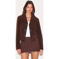 Brown Faux Suede Cropped Blazer