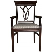 Casa Padrino Biedermeier dining chair with armrest Beige / Brown - Restaurant Hotel Furniture