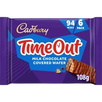 Cadbury Time Out 6 Milk Chocolate Covered Wafer Multi Pack108g