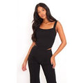 Tall Black Stretch Woven Corset Top