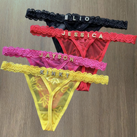 Custom Thong Panties Name Crystal Letter Lace tanga Bikini Customized Personalized G-String Sexy T-back Girl friend Wife Gift