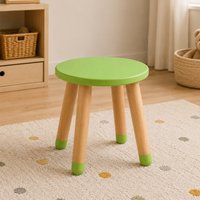Goldfinch Plywood Kids Stool in Green and Oak