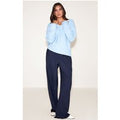 Navy Woven Drawstring Low Rise Relaxed Trousers