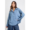 Pinstripe Oversized Shirt, Azul