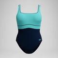 Maillot de bain Femme effet galbant Contour Eclipse bleu marine/turquoise