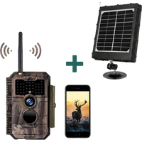 Bundle Wildkamera Wildtierkamera Jagdkamera Wlan 64MP 1296P 0,1s Auslöserzeit Bewegungsmelder 110°PIR und Solarpanel-Kits 8000mAh 12V/9V/6V| W600 Rot