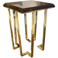 Casa Padrino luxury Art Deco side table dark brown / gold 50 x 50 x H. 68 cm - Art Deco living room furniture