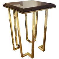 Casa Padrino luxury Art Deco side table dark brown / gold 50 x 50 x H. 68 cm - Art Deco living room furniture
