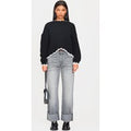 Monochrome Blanket Stitch Oversized Knit Jumper
