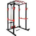 BodyTrain Heavy Duty Professional Adjustable Power Rack Weight Lifting Cage with Cable System & Deluxe Pull Up Bar