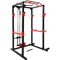 BodyTrain Heavy Duty Professional Adjustable Power Rack Weight Lifting Cage with Cable System & Deluxe Pull Up Bar