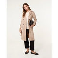 Suede Button Trench Coat - M / CAMEL