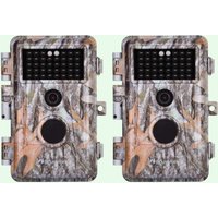 2-tlg. Wildkamera 64MP 1296p mit Bewegungsmelder Nachtsicht Maximale Entfernung bis 75Füße, 0,3s Trigger Geschwindigkeit , IP66 Wasserdichter| A252