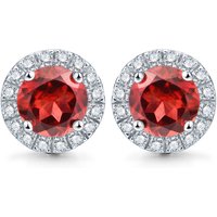 2.0ct Natural Red Garnet Sterling Silver Zirconia Round-Cut Studs Earrings (5mm)