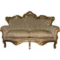Casa Padrino Barock 2-er Sofa Master Creme Barock Muster/ Gold mit Bling Bling Glitzersteinen Mod3 - Wohnzimmer Couch MÃ¶bel Lounge