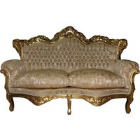 Casa Padrino Barock 2-er Sofa Master Creme Barock Muster/ Gold mit Bling Bling Glitzersteinen Mod3 - Wohnzimmer Couch MÃ¶bel Lounge