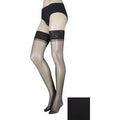 1 Pair Black 10 Denier Classic Nylon Lace Top Hold Ups Ladies Medium - SOCKSHOP