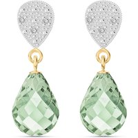 Green Amethyst & Diamond Coraline Vintage Drop Earrings in 9ct Gold