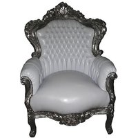 Casa Padrino Barock Sessel King WeiÃ / Silber 85 x 85 x H. 120 cm - Antik Stil Sessel