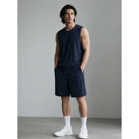 Men's Casual 2-Piece Sleeveless Outfit, Loose Fit Breathable Tank & Shorts