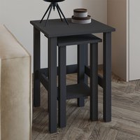 Gina Wooden Nesting Side Tables in Anthracite