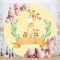 Aperturee Giraffe Yellow White Dots Round Cartoon Backdrops for Kids