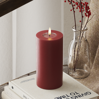 LED Blockljus Ø 7,5 x 15 cm Bordeaux
