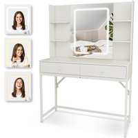 Kaptafel met Spiegel en LED verlichting - 100x40x140cm - Wit