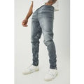 Vaqueros Tall Pitillo Elásticos Sobreteñidos Con Apliques Y Refuerzos, Gris