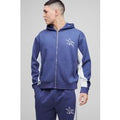 Felpa squadrata oversize con stelle, pannelli, zip e cappuccio, Navy